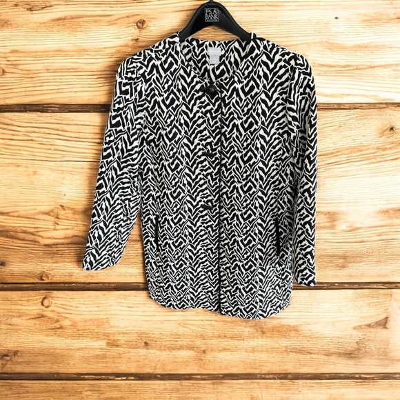 Chico's Jackets & Blazers - Chico's Black and White Geometric Blazer